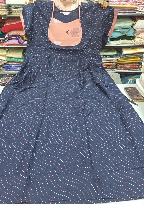 Premium Cotton Frock Style Nighty with Adjustable Rope & Side Pocket | NT3553